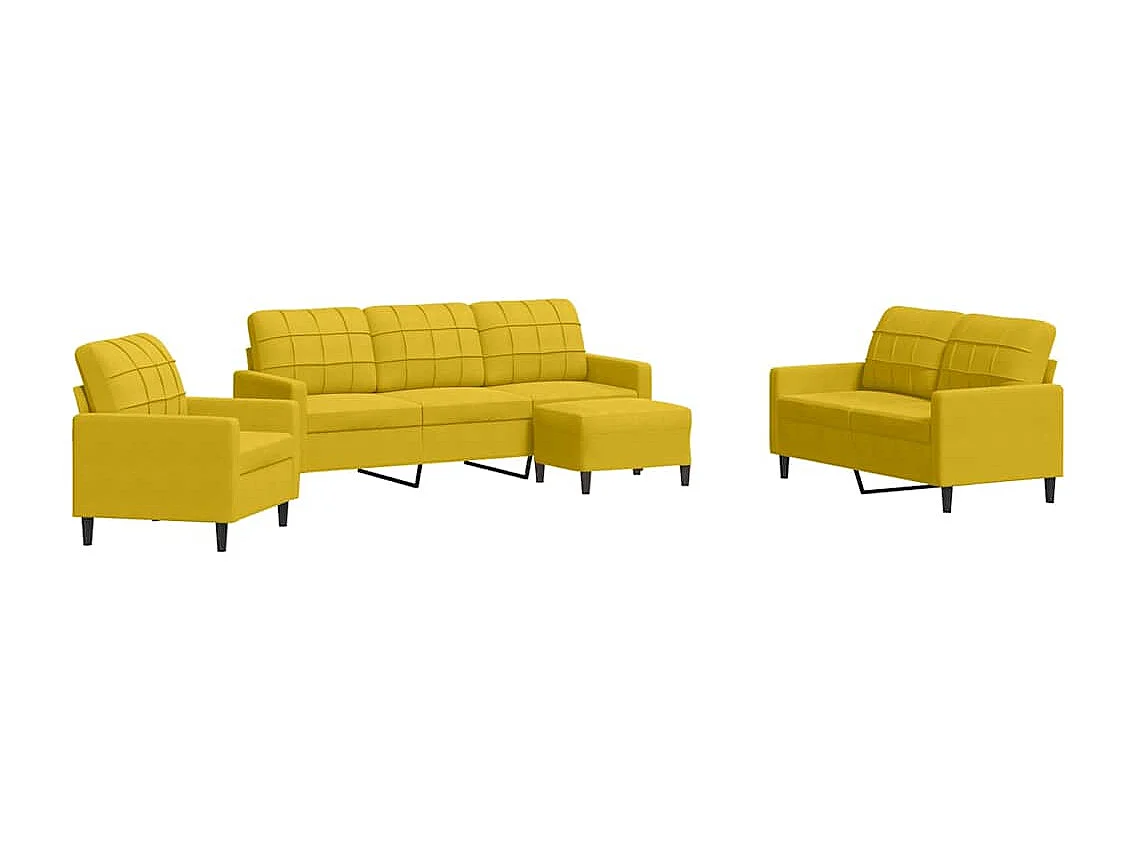 Set di Divani 4 pz con Cuscini giallo in Velluto