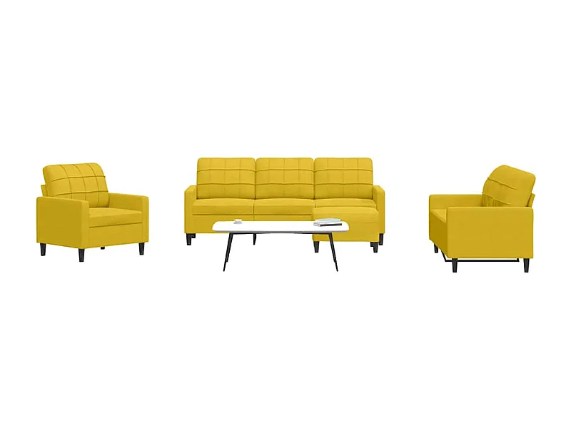 Ensemble de canapés 4 pcs avec coussins Jaune Velours