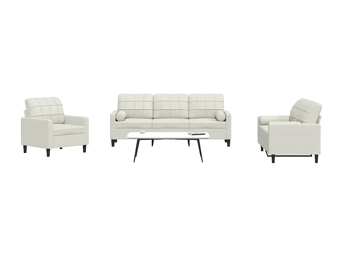 Ensemble de canapés 3 pcs avec coussins et traversins velours