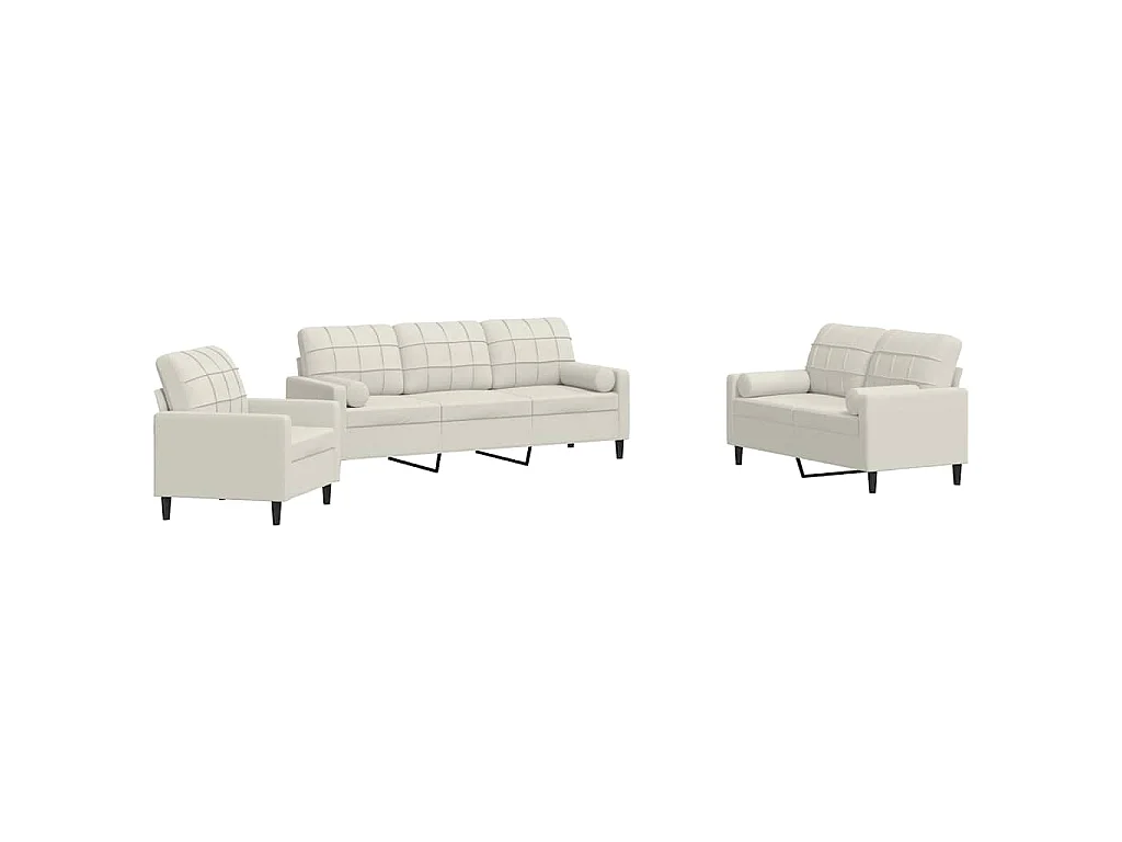 Ensemble de canapés 3 pcs avec coussins et traversins velours
