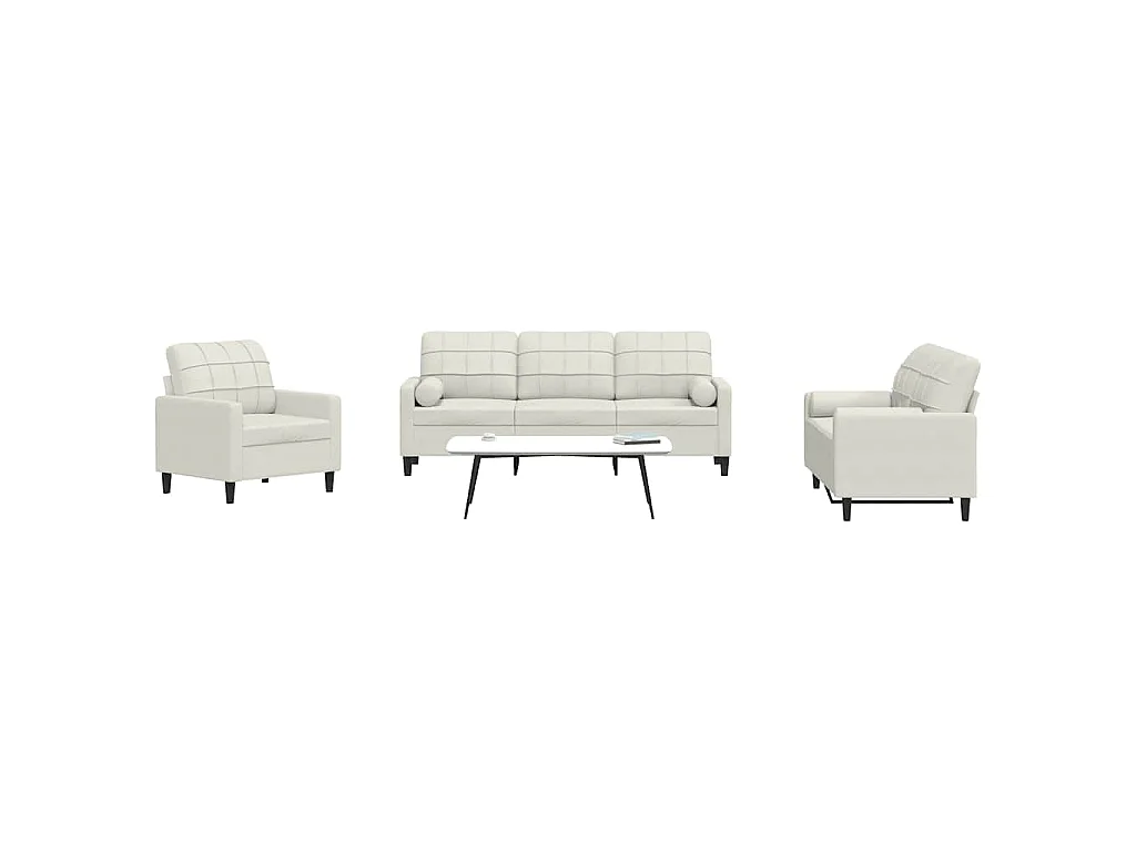 Ensemble de canapés 3 pcs avec coussins et traversins velours