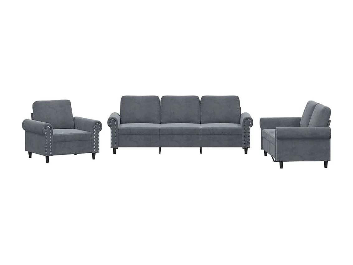 Ensemble de canapés 3 pcs avec coussins Gris foncé Velours