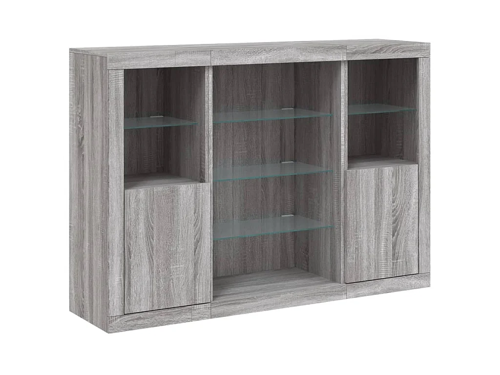 Sideboards mit LED-Leuchten 3 Stk. Grau Sonoma Holzwerkstoff