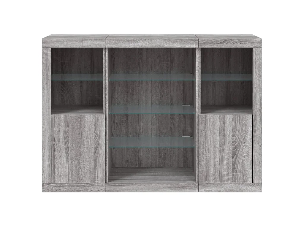 Sideboards mit LED-Leuchten 3 Stk. Grau Sonoma Holzwerkstoff