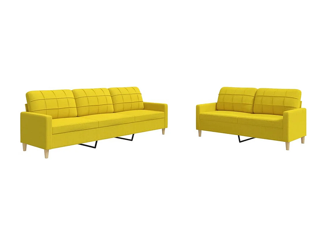 Ensemble de canapés 2 pcs jaune clair tissu
