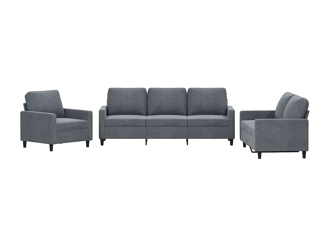 Ensemble de canapés 3 pcs avec coussins Gris foncé Velours