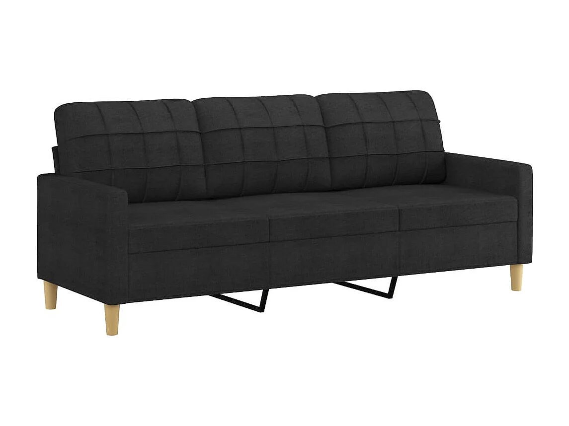 3-delige Loungeset met kussens stof zwart