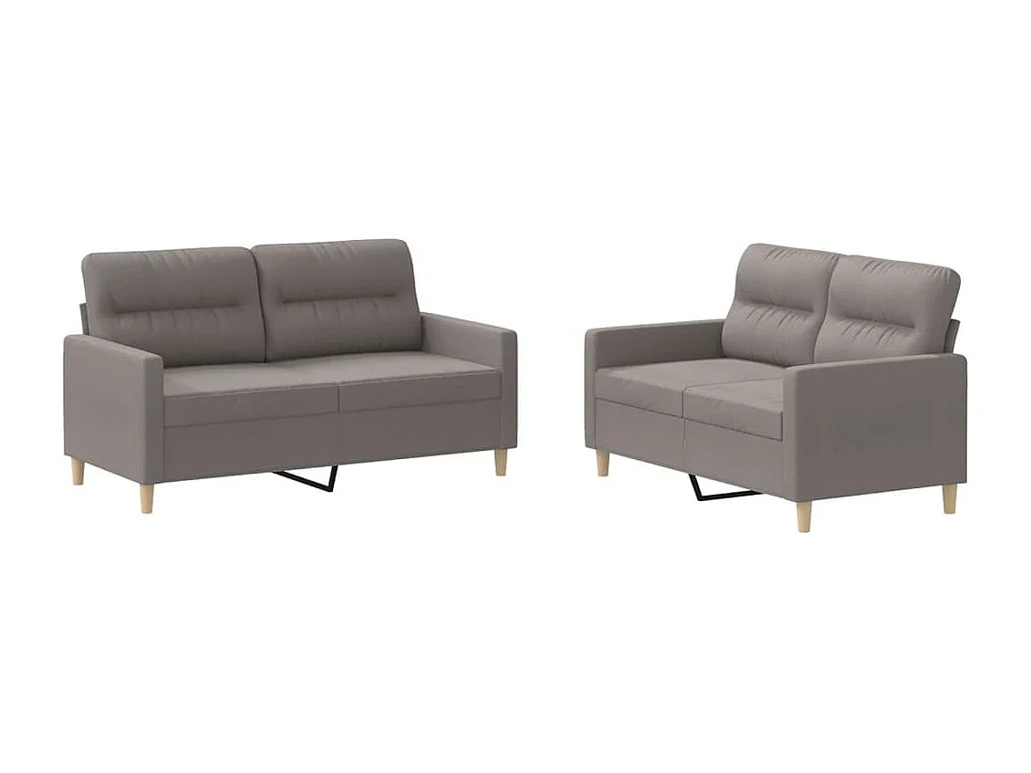 Ensemble de canapés 2 pcs avec coussins Taupe Tissu