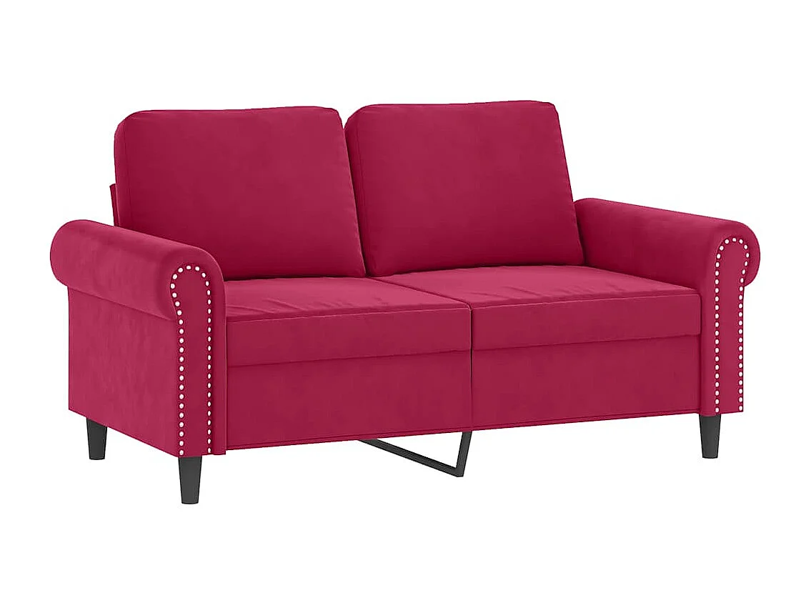 Set di Divani 2 pz con Cuscini Rosso Vino in Velluto