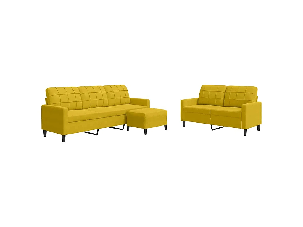 Set di Divani 3 pz con Cuscini giallo in Velluto