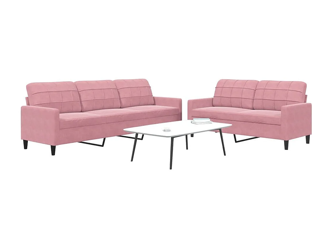 Ensemble de canapés 2 pcs avec coussins Rose Velours
