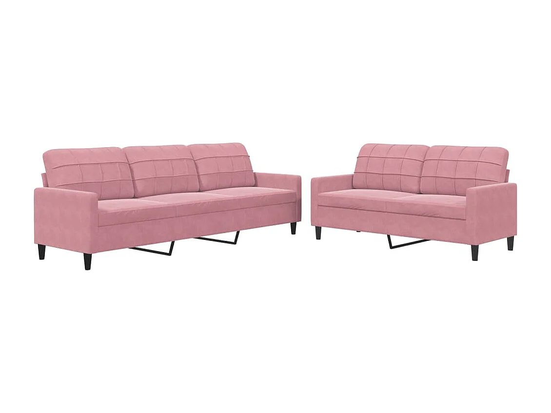 Ensemble de canapés 2 pcs avec coussins Rose Velours