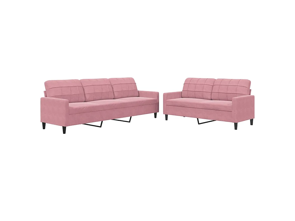 Ensemble de canapés 2 pcs avec coussins Rose Velours