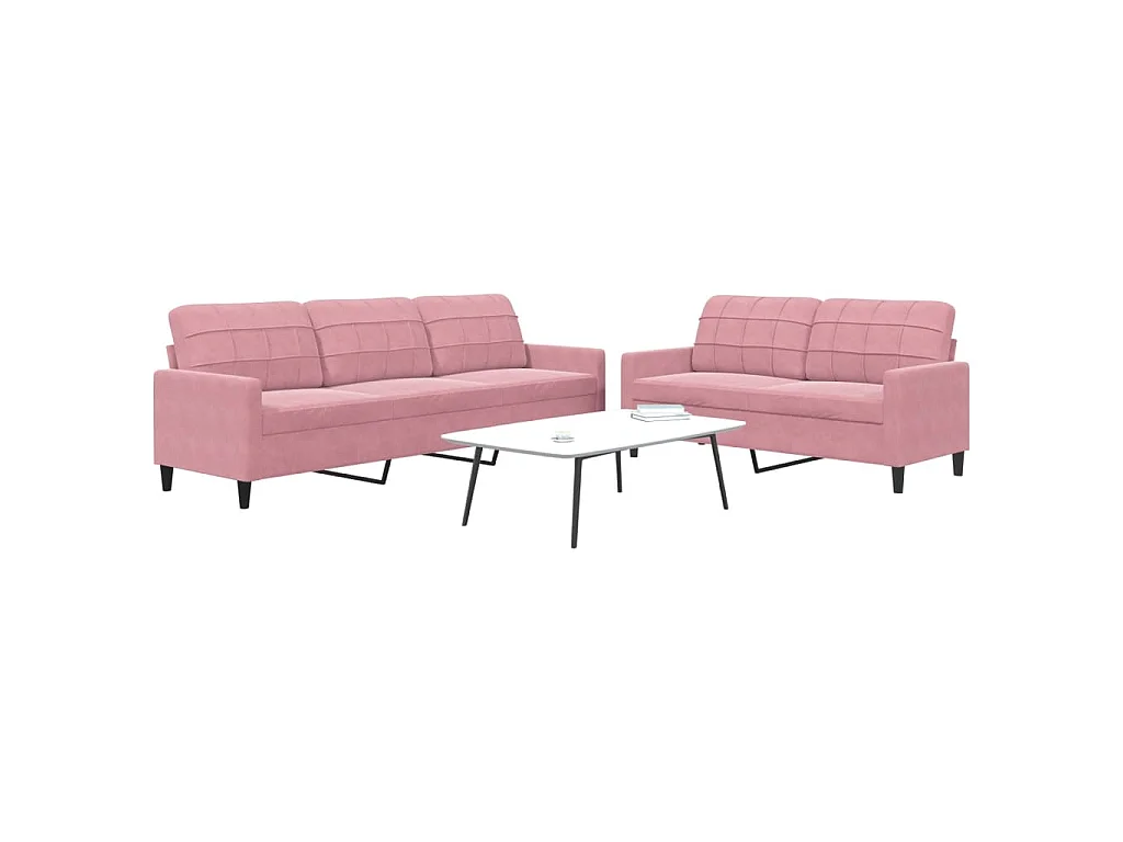 Ensemble de canapés 2 pcs avec coussins Rose Velours