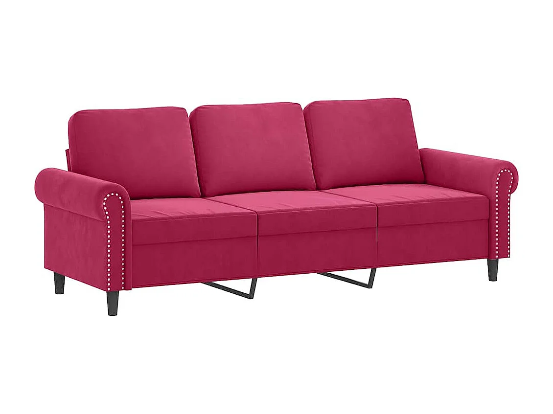 Ensemble de canapés 3 pcs avec coussins rouge bordeaux velours