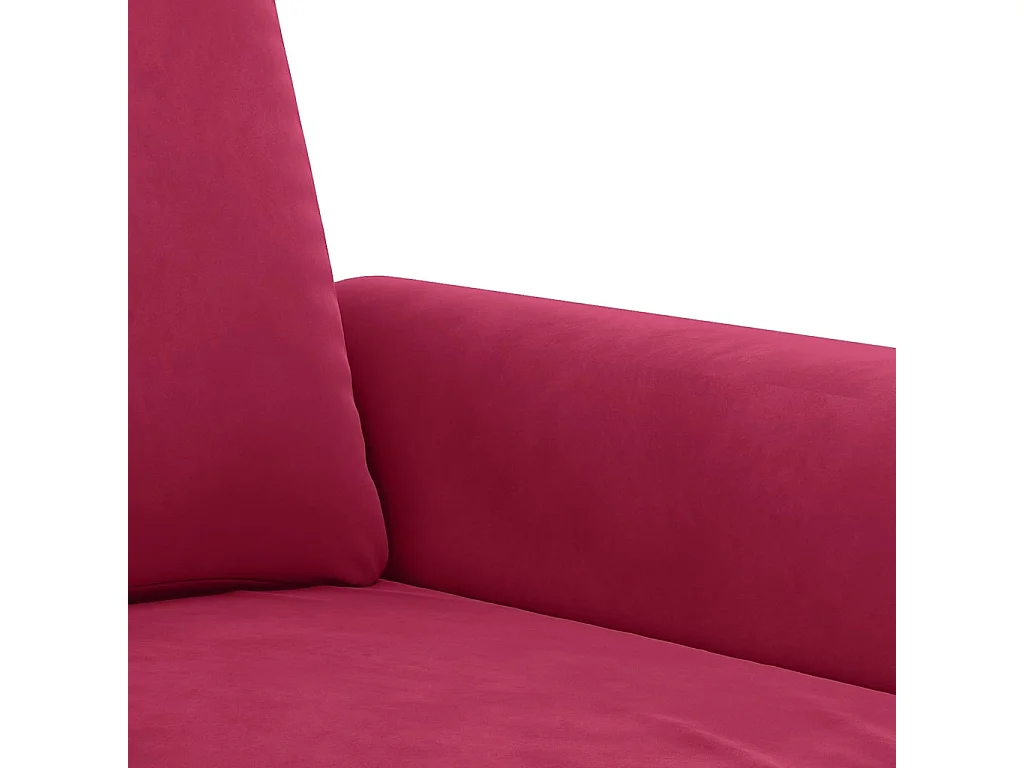 Ensemble de canapés 3 pcs avec coussins rouge bordeaux velours