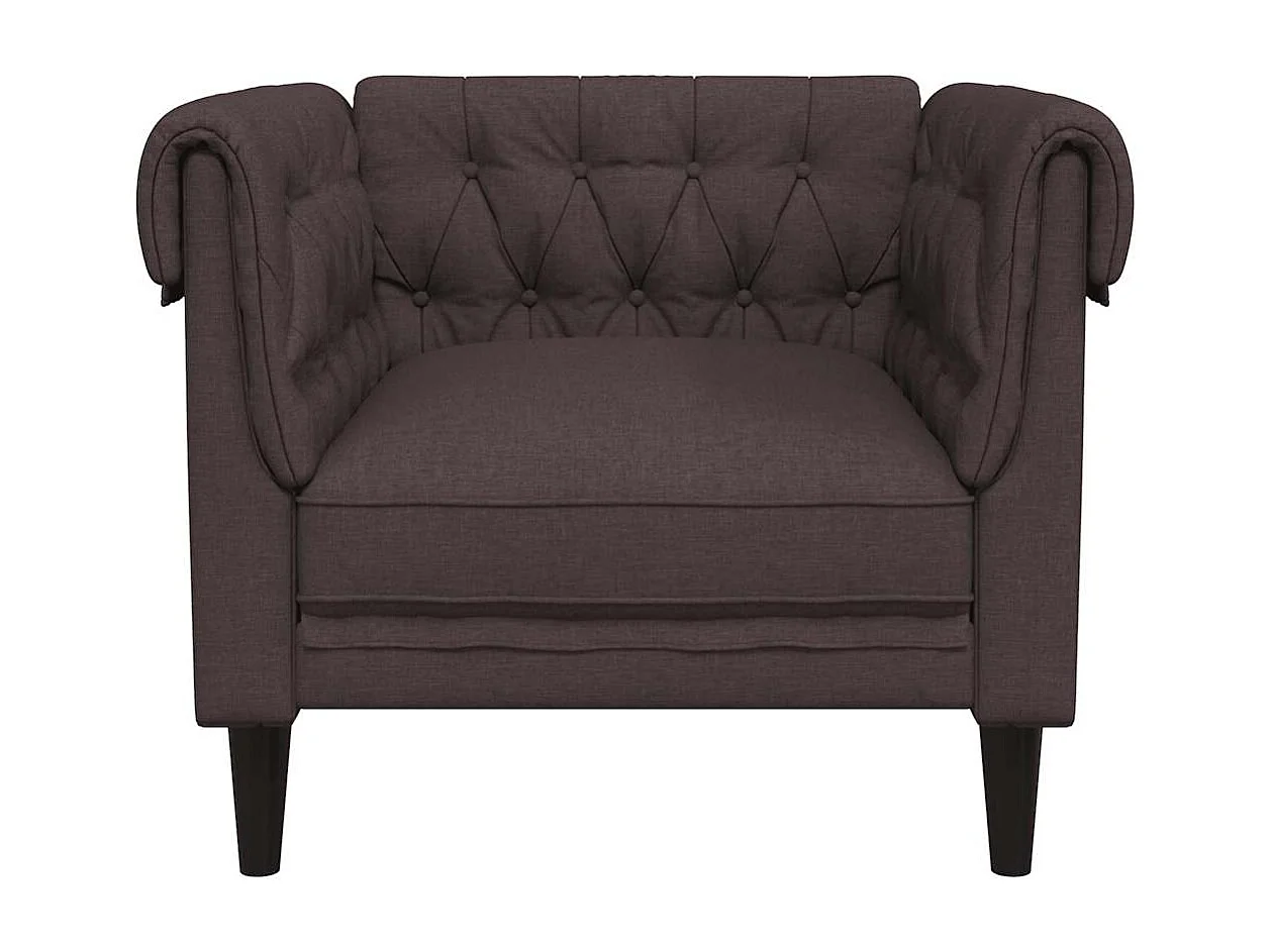 Fauteuil Chesterfield marron foncé tissu
