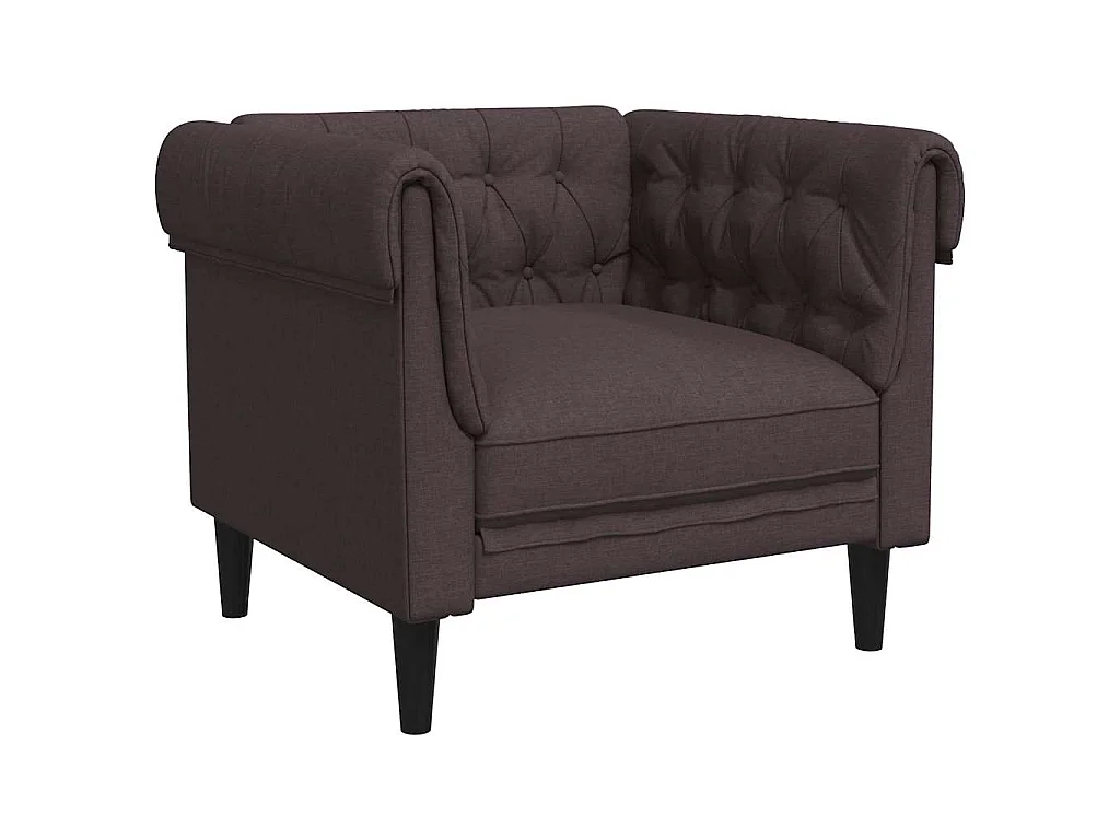 Fauteuil Chesterfield marron foncé tissu