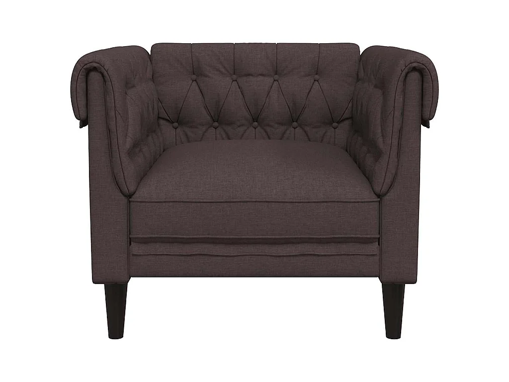 Fauteuil Chesterfield marron foncé tissu