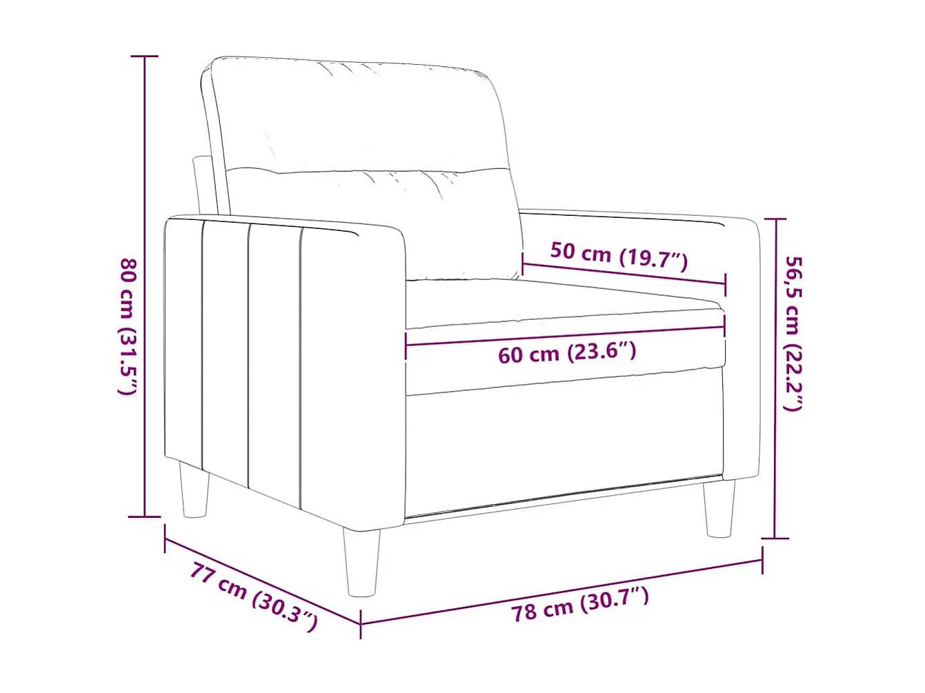 Fauteuil Jaune clair 60 cm Tissu