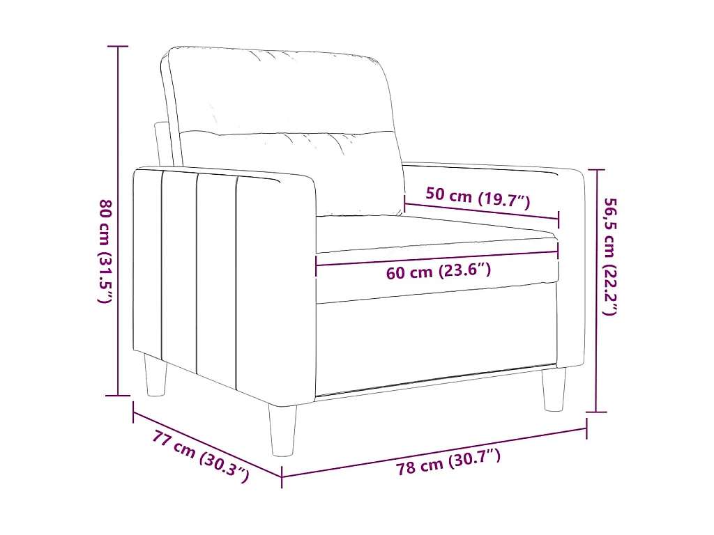 Fauteuil Jaune clair 60 cm Tissu