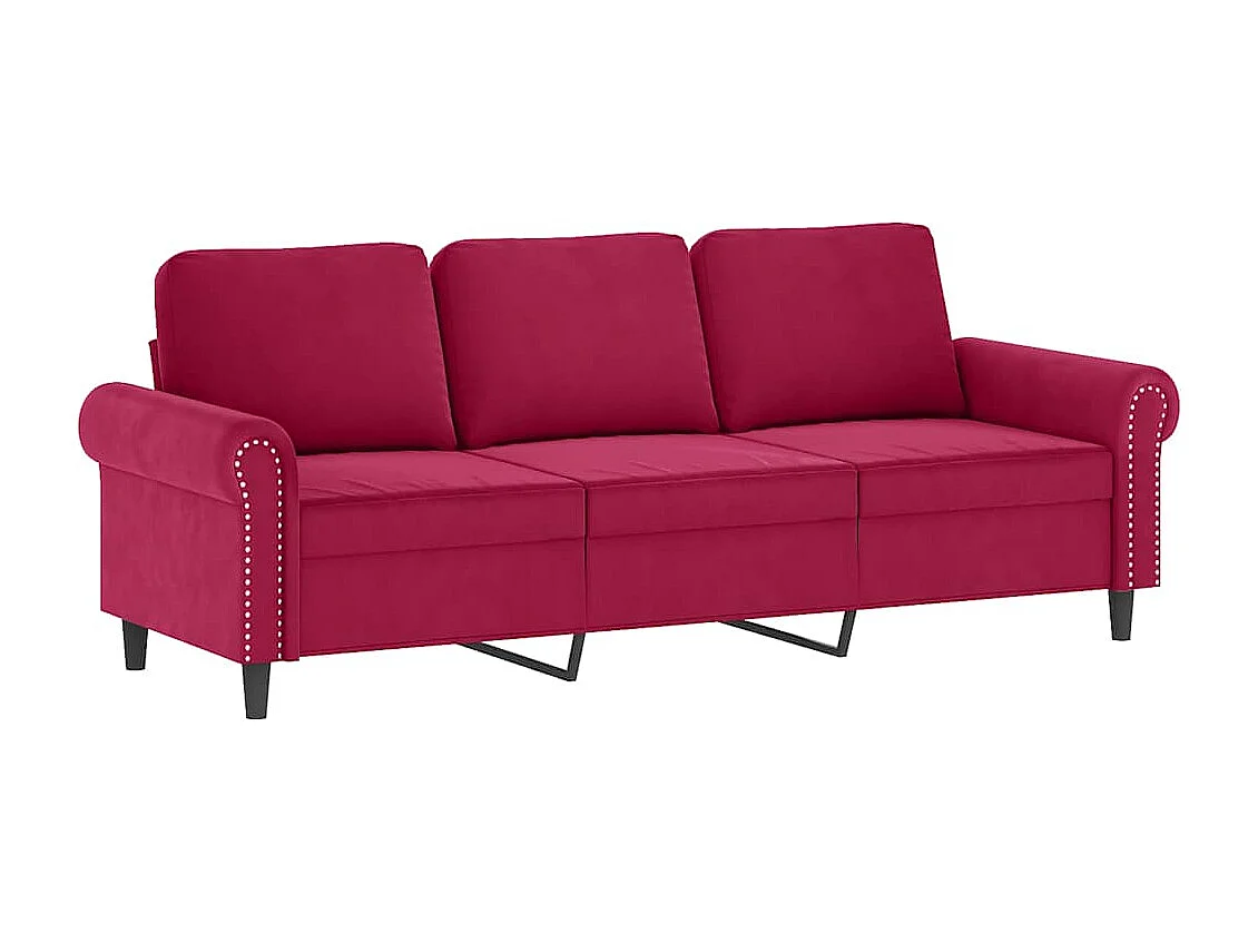 Ensemble de canapés 3 pcs avec coussins rouge bordeaux velours