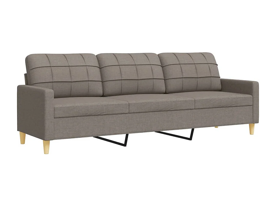 3-tlg. Sofagarnitur mit Fußhocker & Dekokissen Taupe Stoff