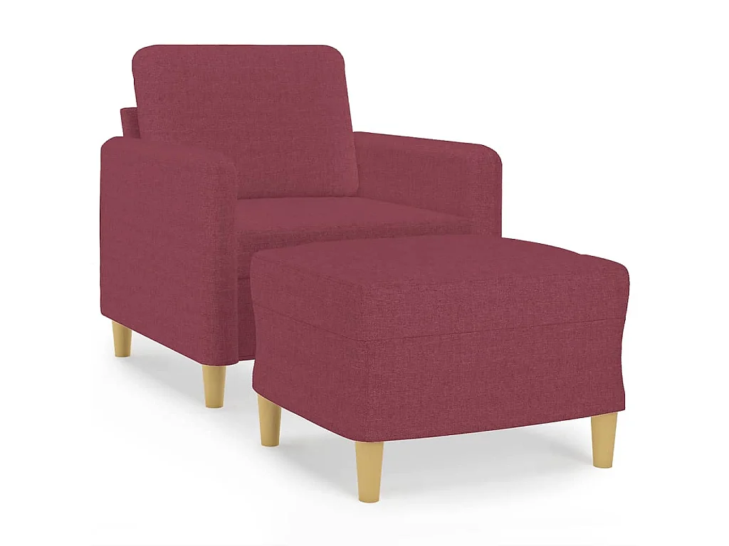 Poltrona con Poggiapiedi Rosso Vino 60 cm in Tessuto