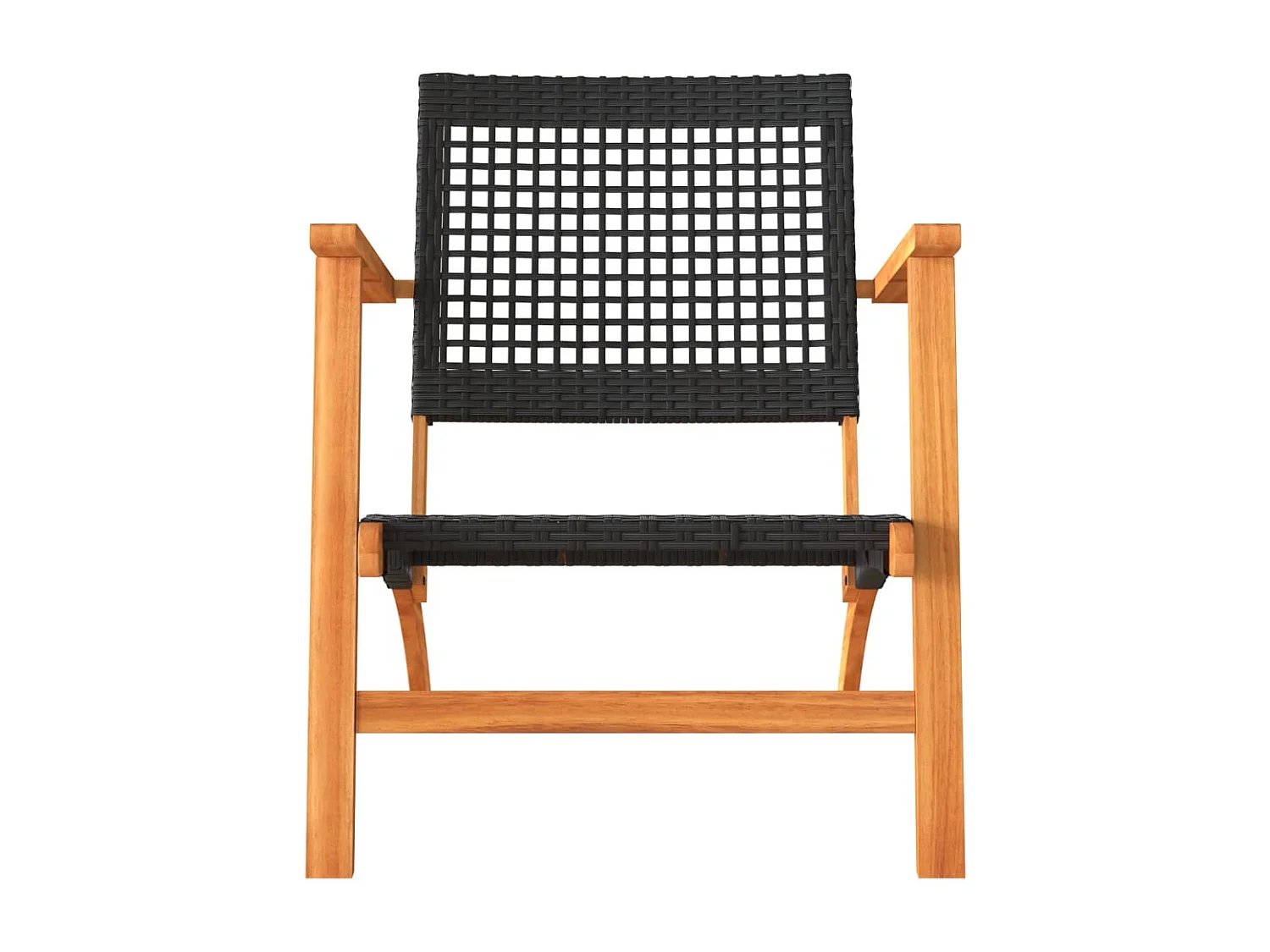 Chaises de jardin lot de 2 noir résine tressée et bois d’acacia