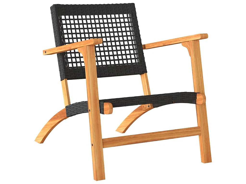 Gartenstühle 2 Stk. Schwarz Poly Rattan und Akazienholz