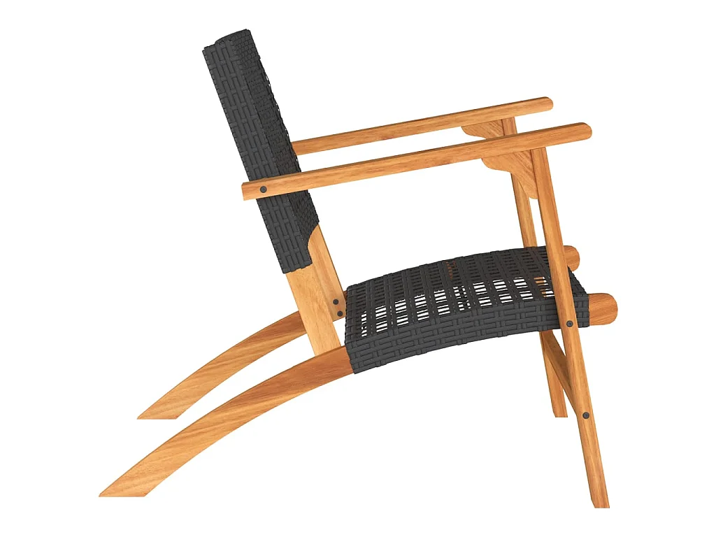 Gartenstühle 2 Stk. Schwarz Poly Rattan und Akazienholz