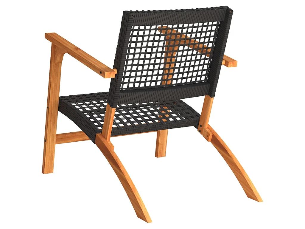 Gartenstühle 2 Stk. Schwarz Poly Rattan und Akazienholz