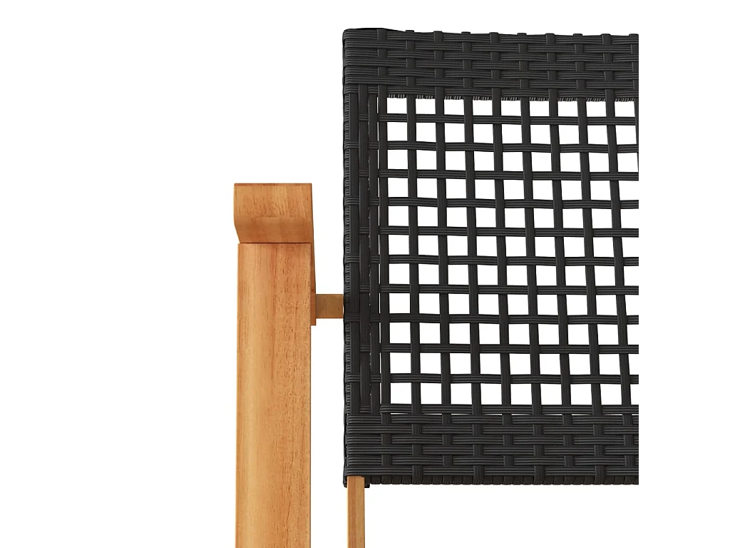 Gartenstühle 2 Stk. Schwarz Poly Rattan und Akazienholz