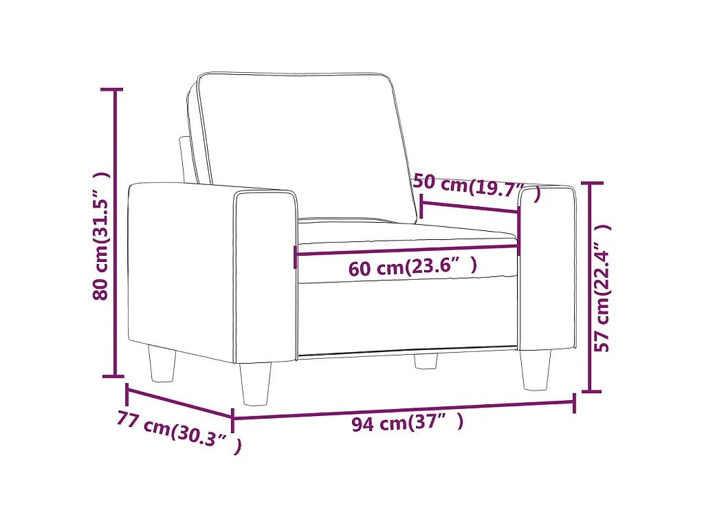 Fauteuil Gris foncé 60 cm Tissu