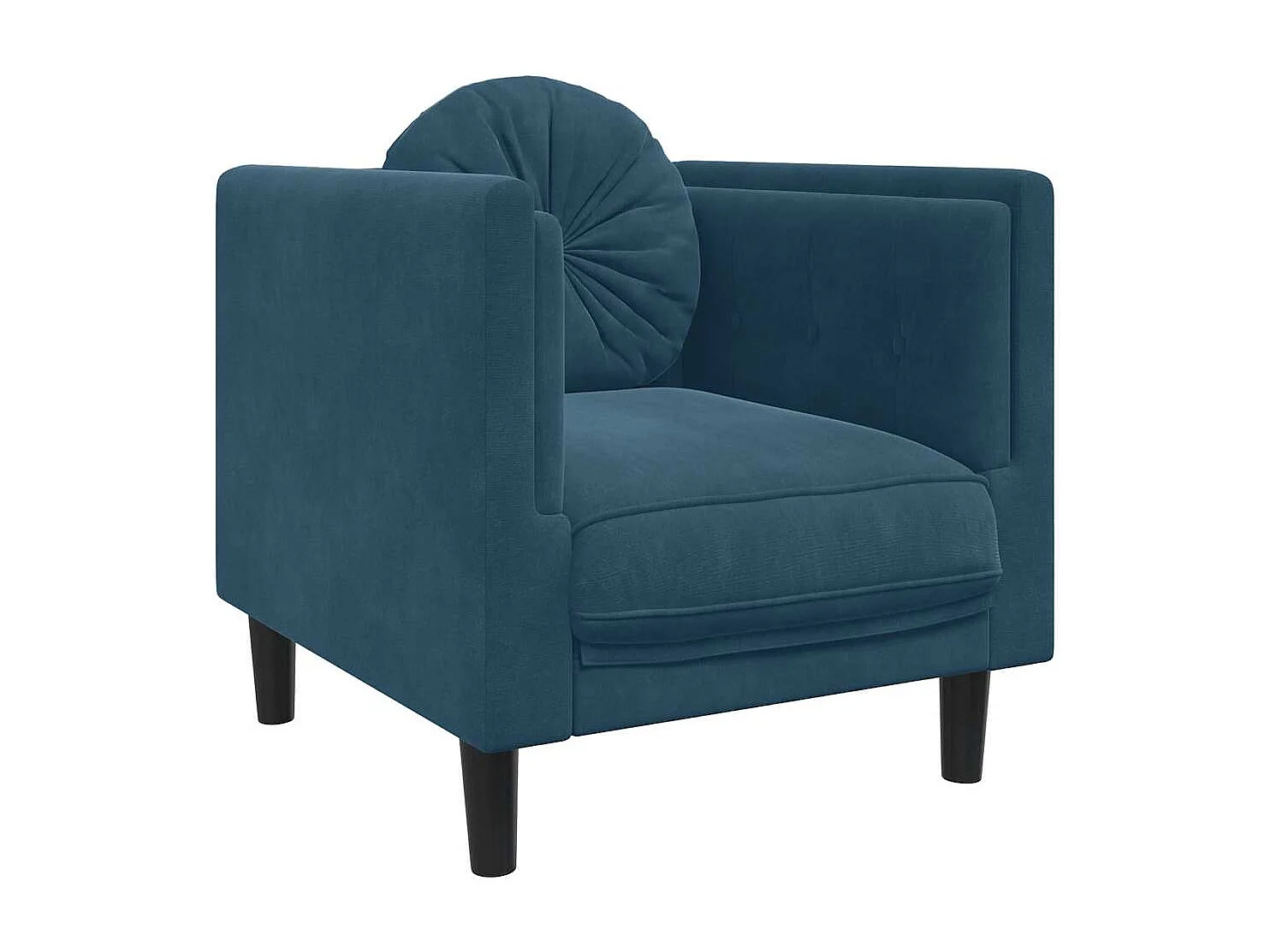 Sessel mit Kissen Blau Samt