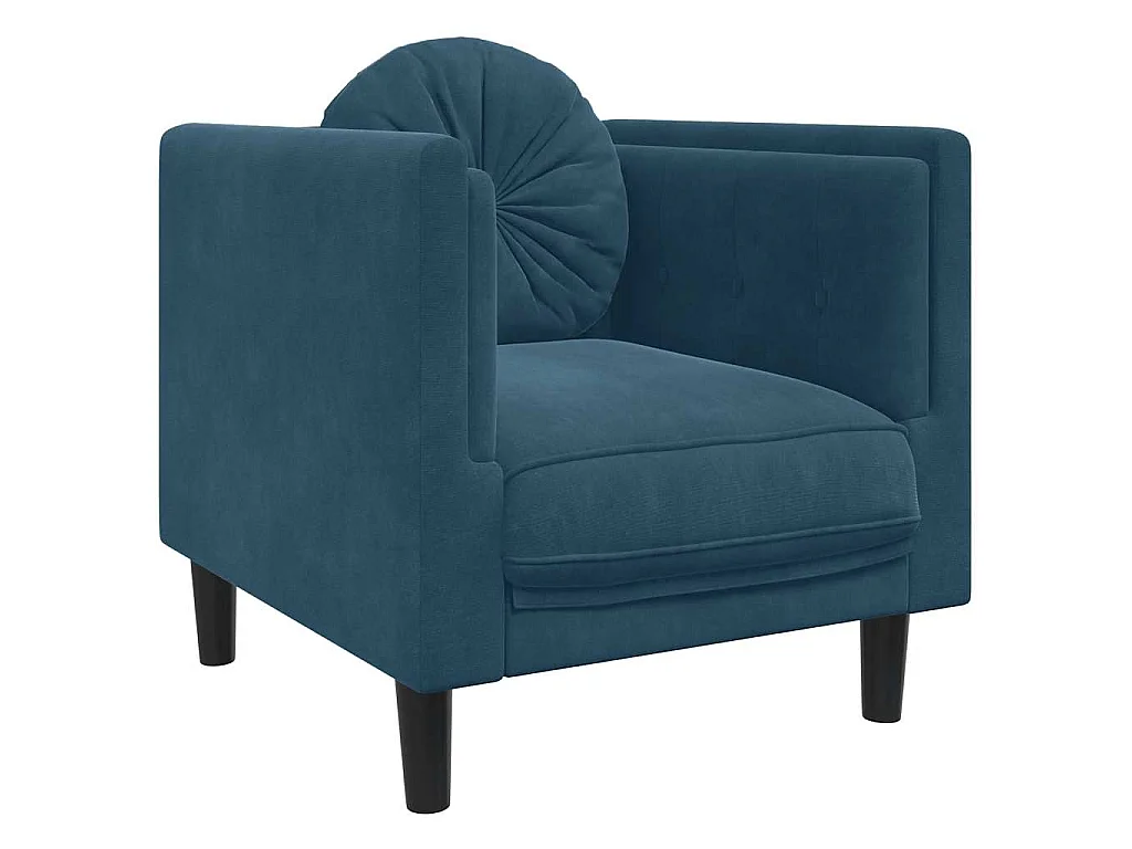 Sessel mit Kissen Blau Samt