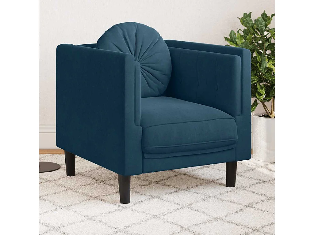 Sessel mit Kissen Blau Samt