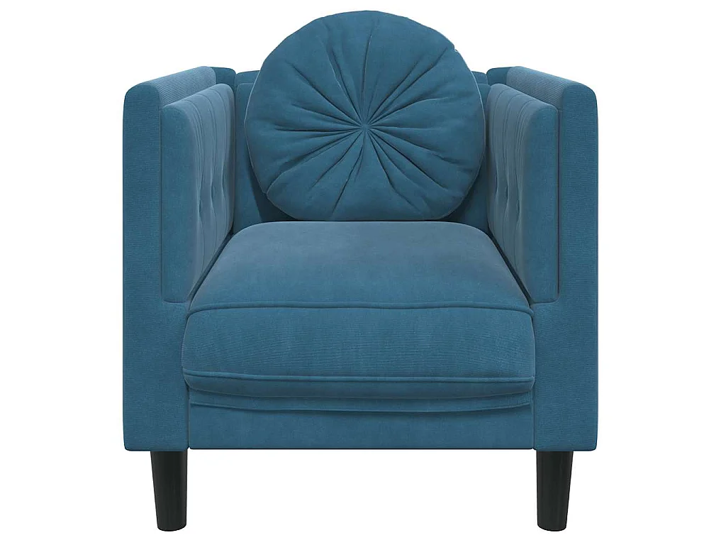 Sessel mit Kissen Blau Samt