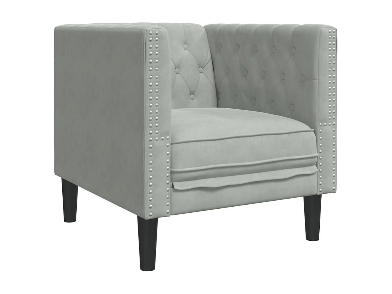 Chesterfield-Sessel Hellgrau Samt