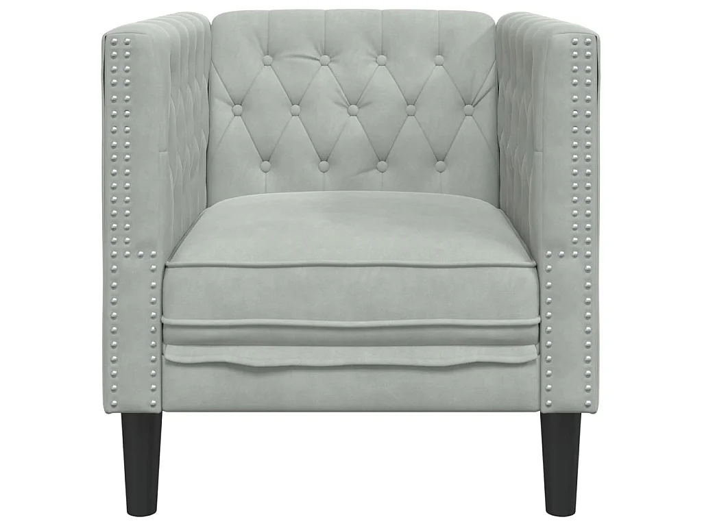 Fauteuil Chesterfield gris clair velours