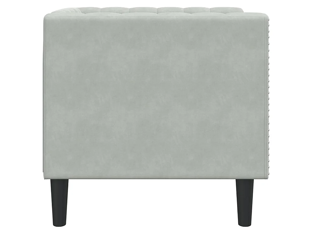 Fauteuil Chesterfield gris clair velours