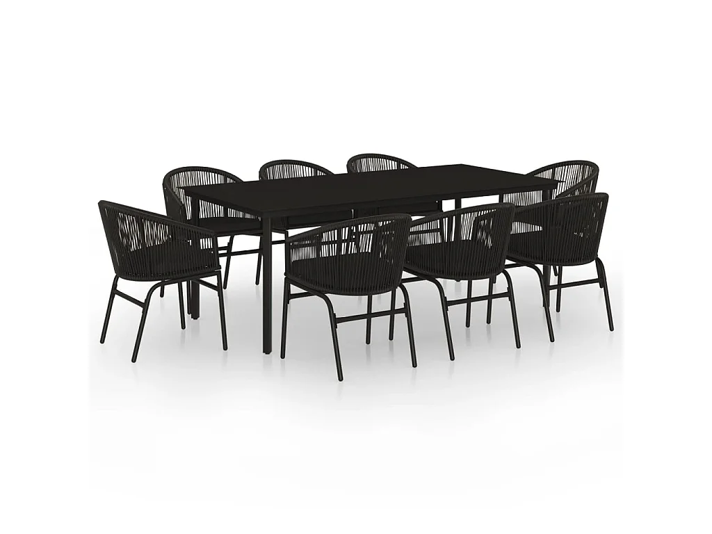 Ensemble à manger de jardin 9 pcs Noir