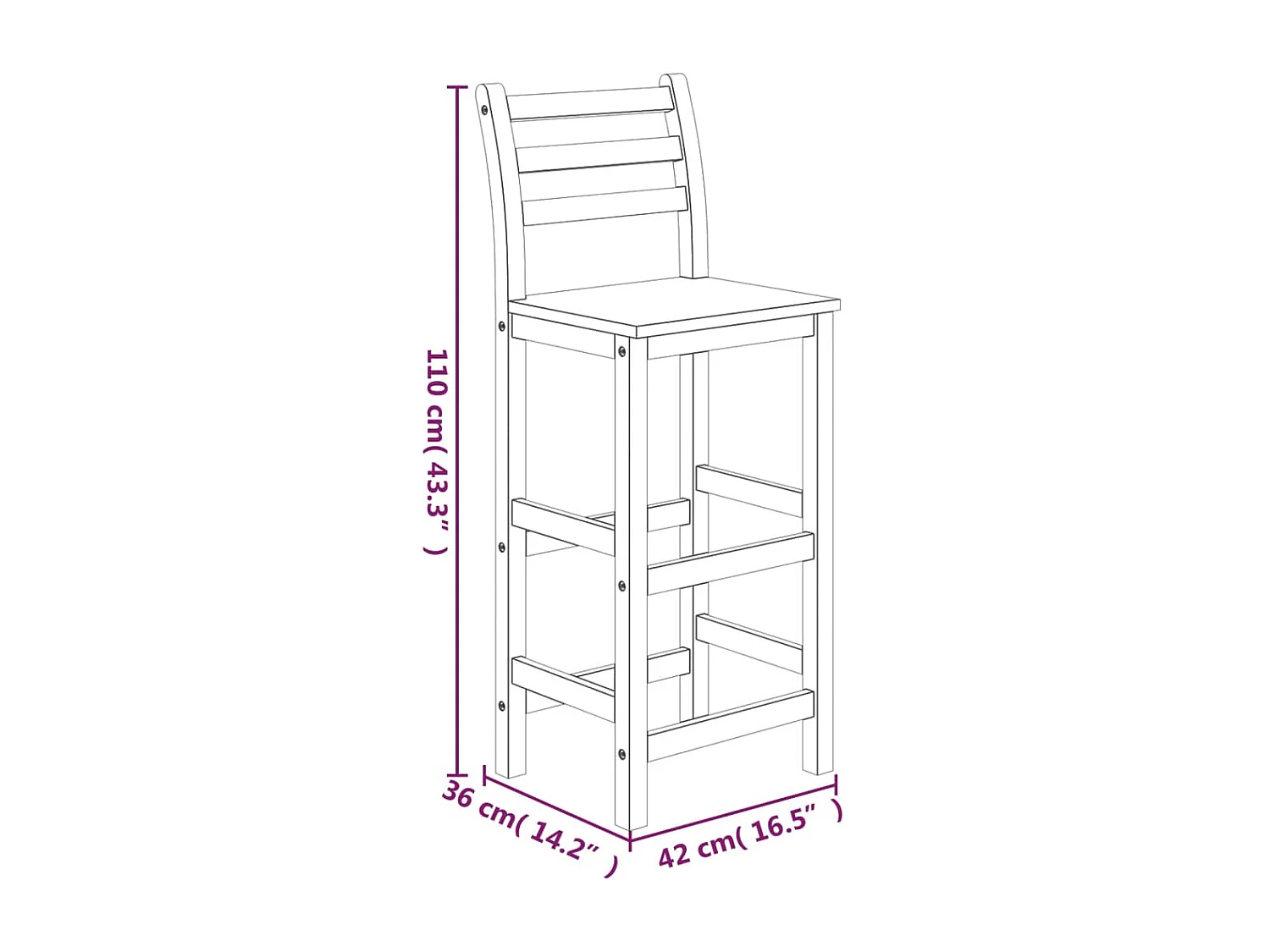 Ensemble de bar de jardin 5 pcs bois d'acacia solide