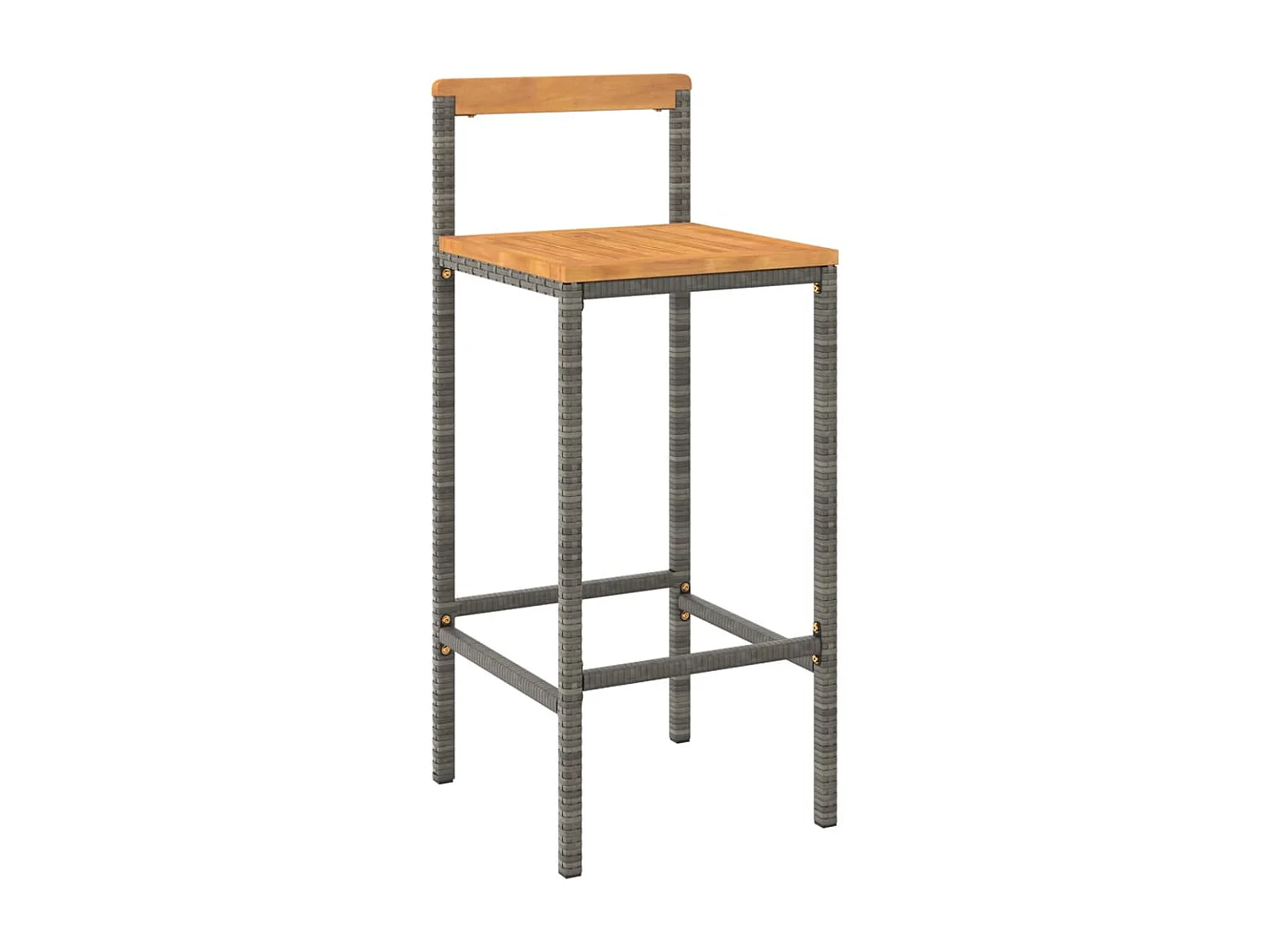 5 pcs conjunto de bar p/ jardim vime PE/acácia maciça cinzento