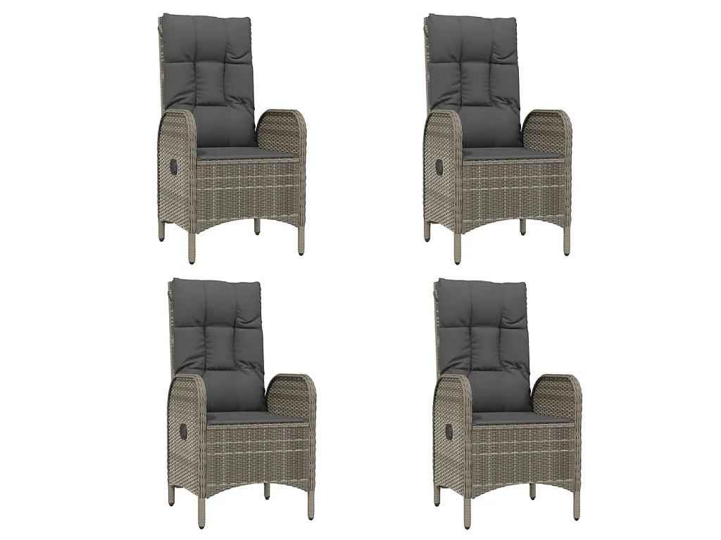 5-tlg. Garten-Essgruppe mit Kissen Grau Poly Rattan