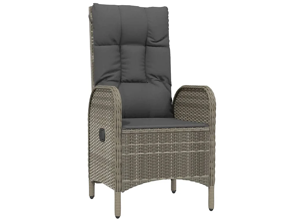 5-tlg. Garten-Essgruppe mit Kissen Grau Poly Rattan