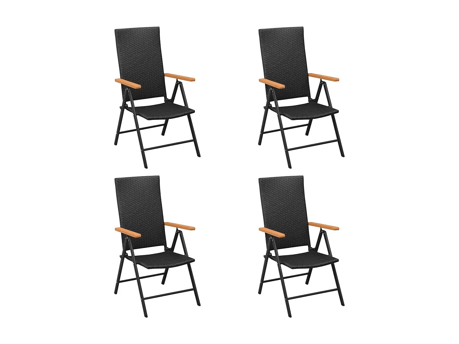 Set da Pranzo da Giardino 5 pz Nero e Marrone in Polyrattan