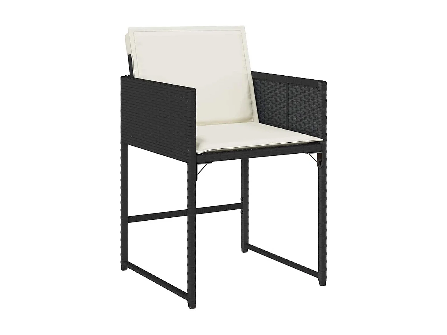 Set da Pranzo da Giardino 17 pz con Cuscini Nero in Polyrattan