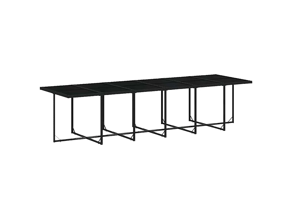 Set da Pranzo da Giardino 17 pz con Cuscini Nero in Polyrattan