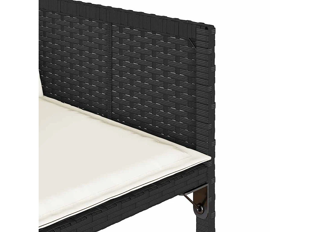 Set da Pranzo da Giardino 17 pz con Cuscini Nero in Polyrattan